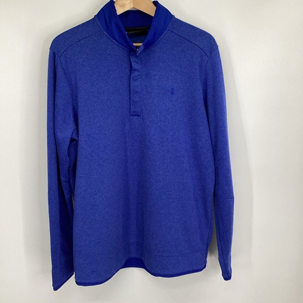 Men's Under Armour Golf 1/4 Snap fleece‎ sweater pullover Royal Blue XL